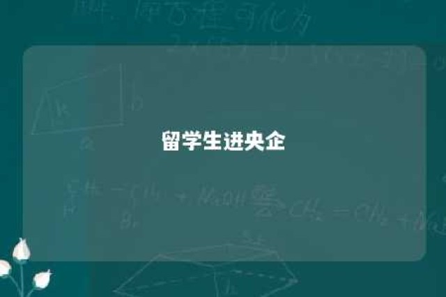 留学生进央企 留学生进央企好还是外企好