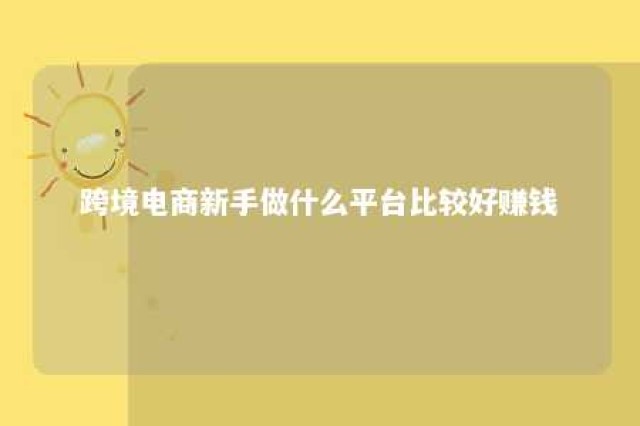 跨境电商新手做什么平台比较好赚钱 新手做跨境电商哪个平台好