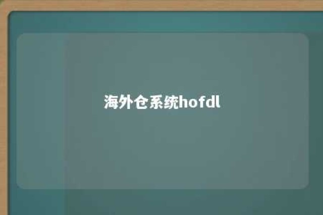 海外仓系统hofdl